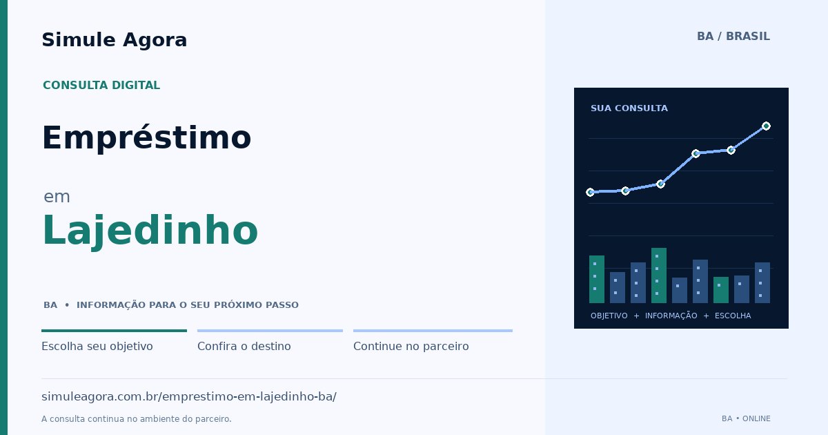 Ilustração de Empréstimo para Lajedinho / BA — Simule Agora.