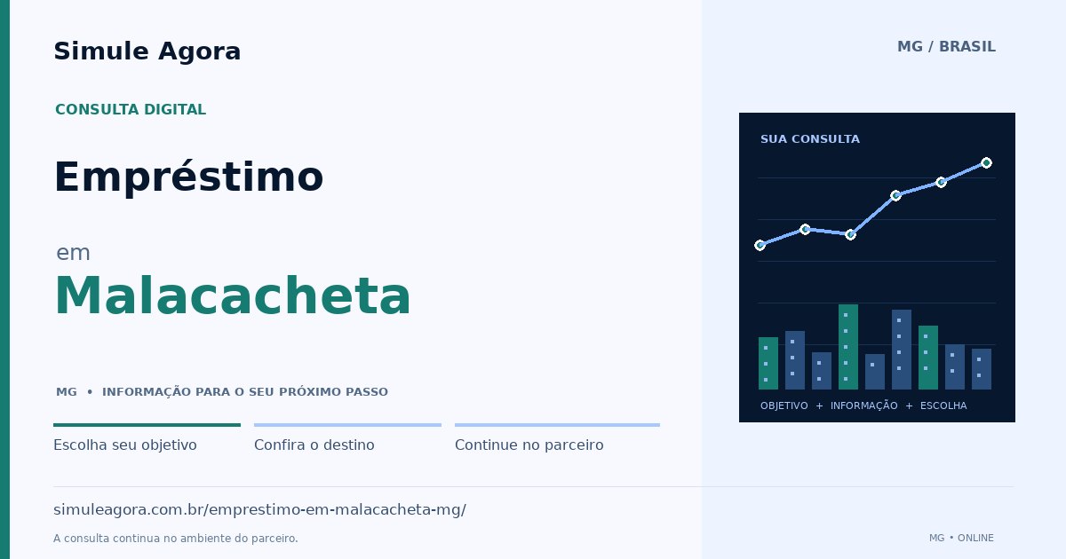 Ilustração de Empréstimo para Malacacheta / MG — Simule Agora.