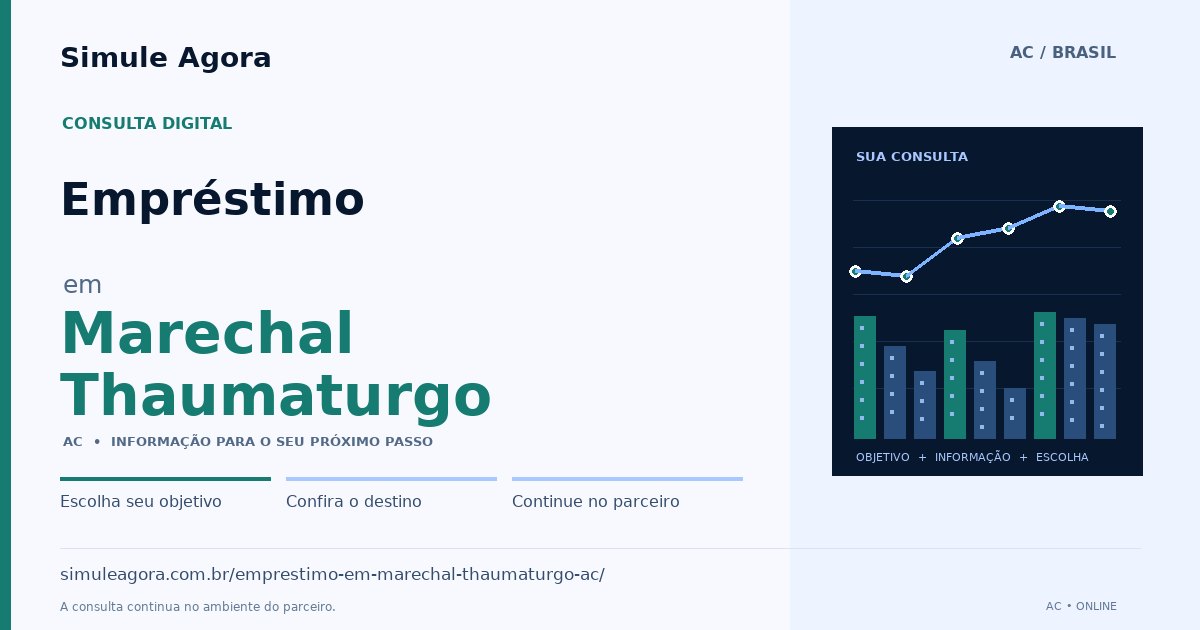 Ilustração de Empréstimo para Marechal Thaumaturgo / AC — Simule Agora.
