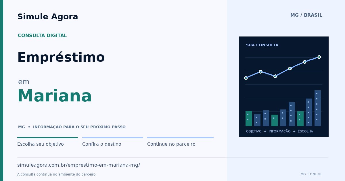Ilustração de Empréstimo para Mariana / MG — Simule Agora.