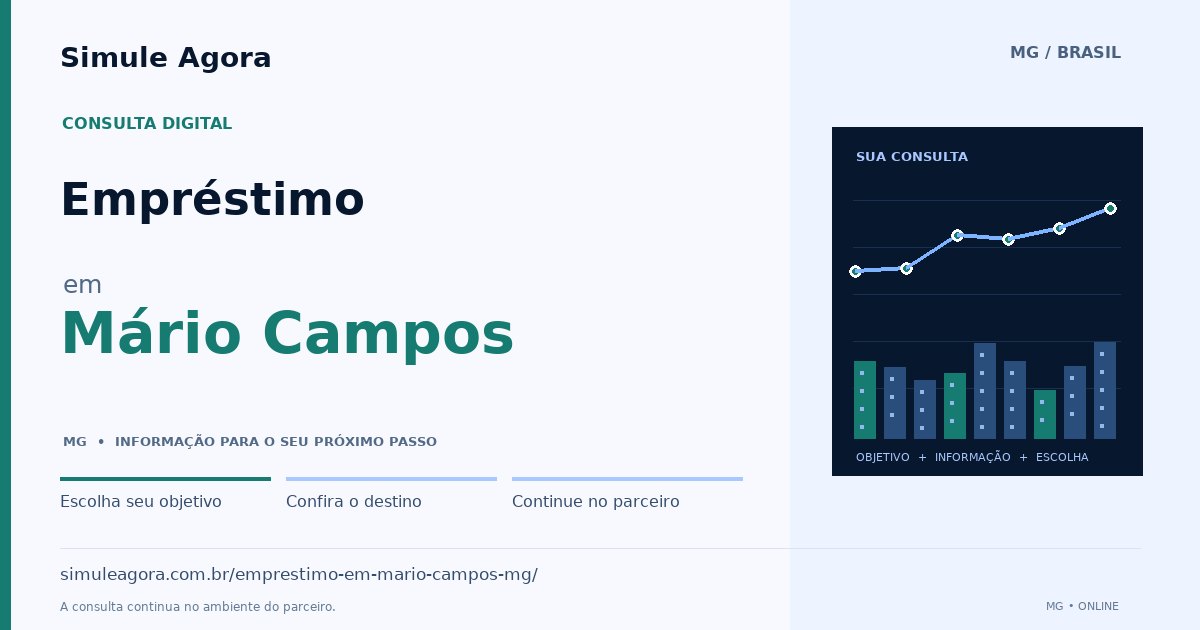 Ilustração de Empréstimo para Mário Campos / MG — Simule Agora.
