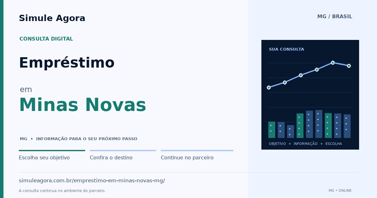 Ilustração de Empréstimo para Minas Novas / MG — Simule Agora.