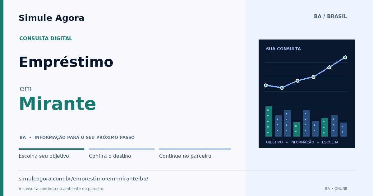 Ilustração de Empréstimo para Mirante / BA — Simule Agora.
