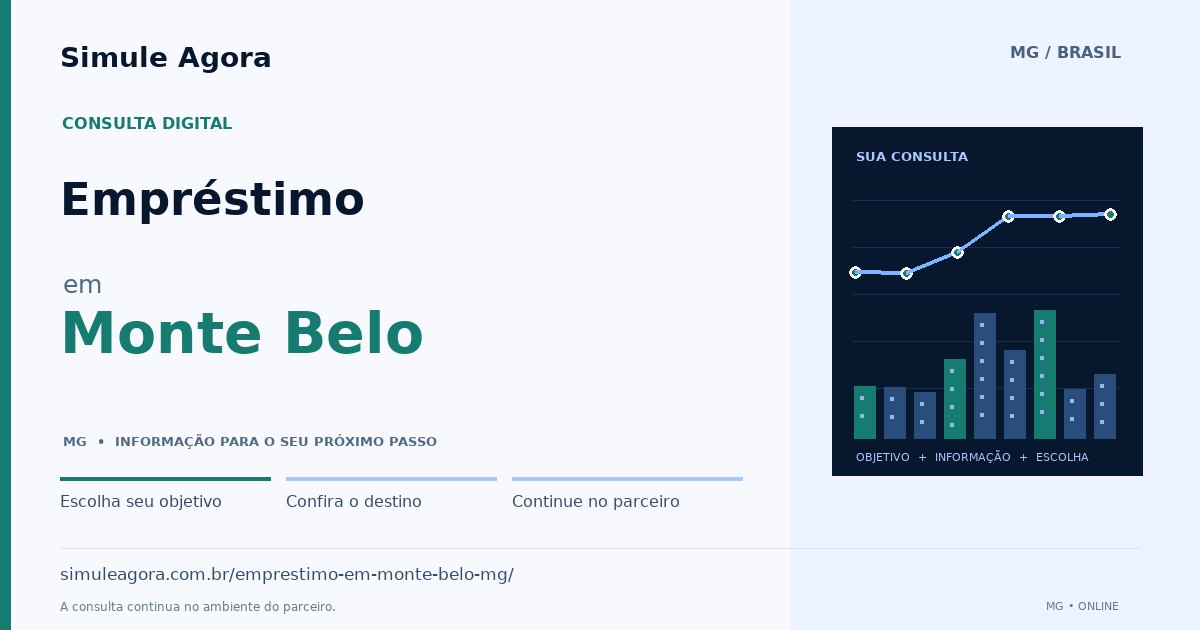 Ilustração de Empréstimo para Monte Belo / MG — Simule Agora.