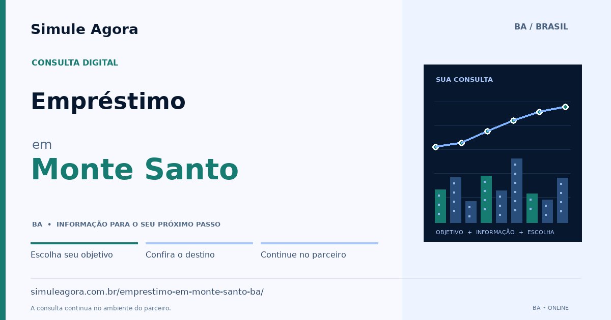 Ilustração de Empréstimo para Monte Santo / BA — Simule Agora.