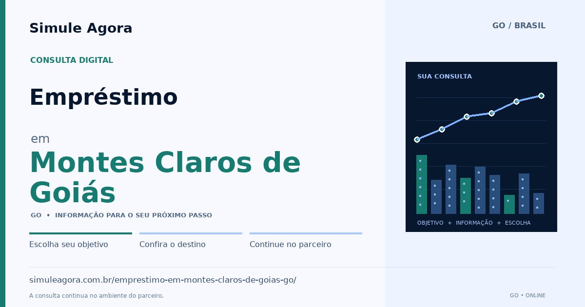 Ilustração de Empréstimo para Montes Claros de Goiás / GO — Simule Agora.