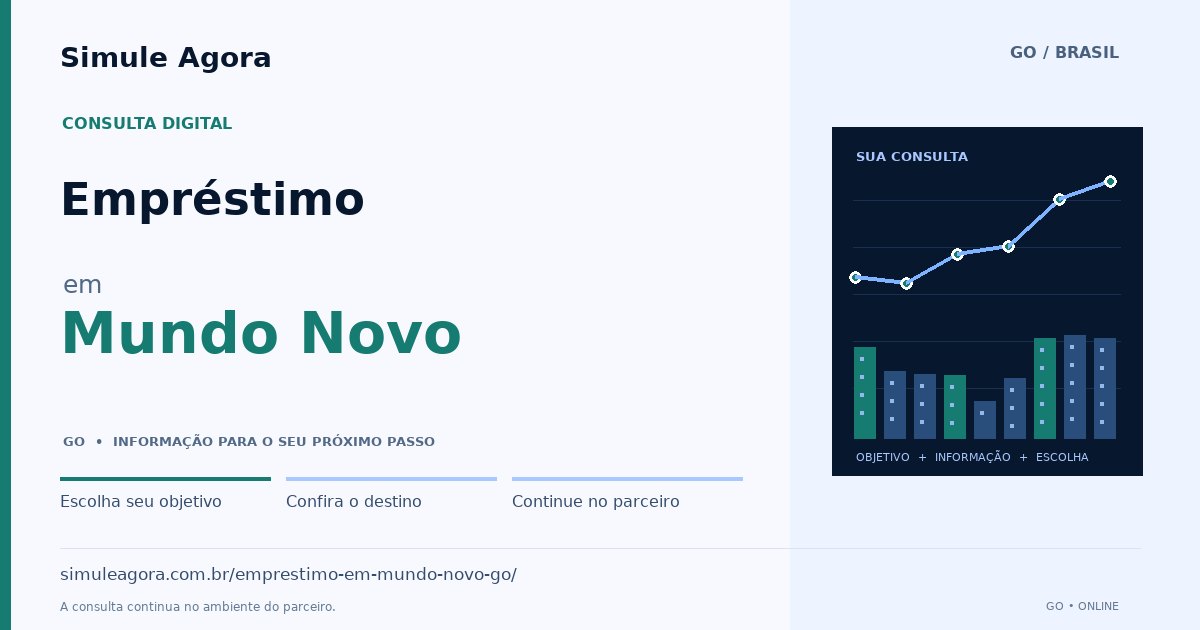 Ilustração de Empréstimo para Mundo Novo / GO — Simule Agora.