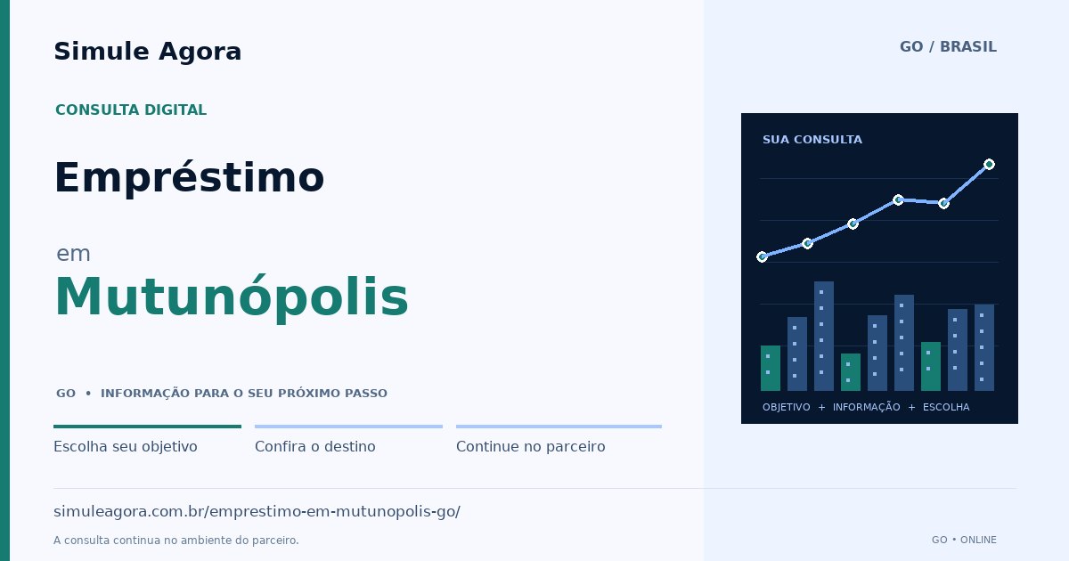 Ilustração de Empréstimo para Mutunópolis / GO — Simule Agora.