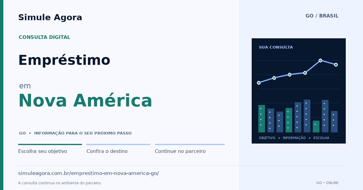 Ilustração de Empréstimo para Nova América / GO — Simule Agora.