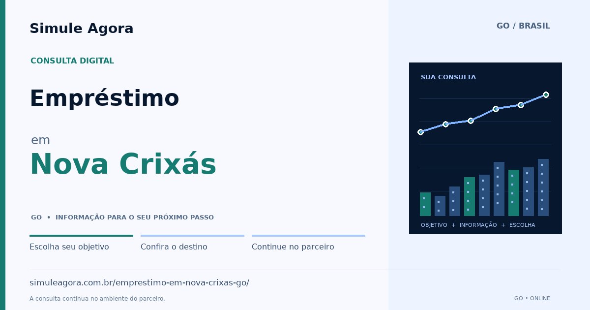 Ilustração de Empréstimo para Nova Crixás / GO — Simule Agora.