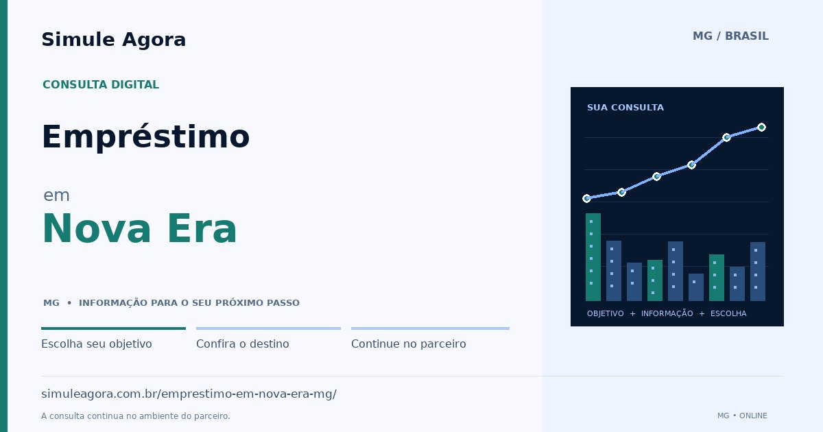 Ilustração de Empréstimo para Nova Era / MG — Simule Agora.