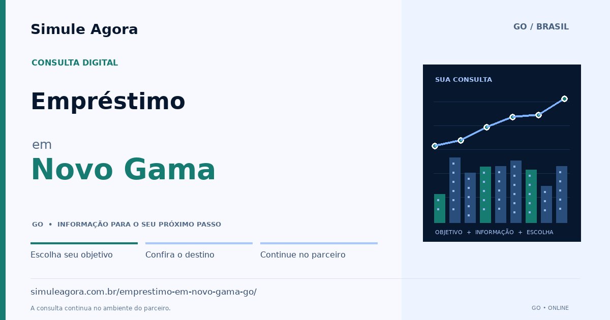 Ilustração de Empréstimo para Novo Gama / GO — Simule Agora.