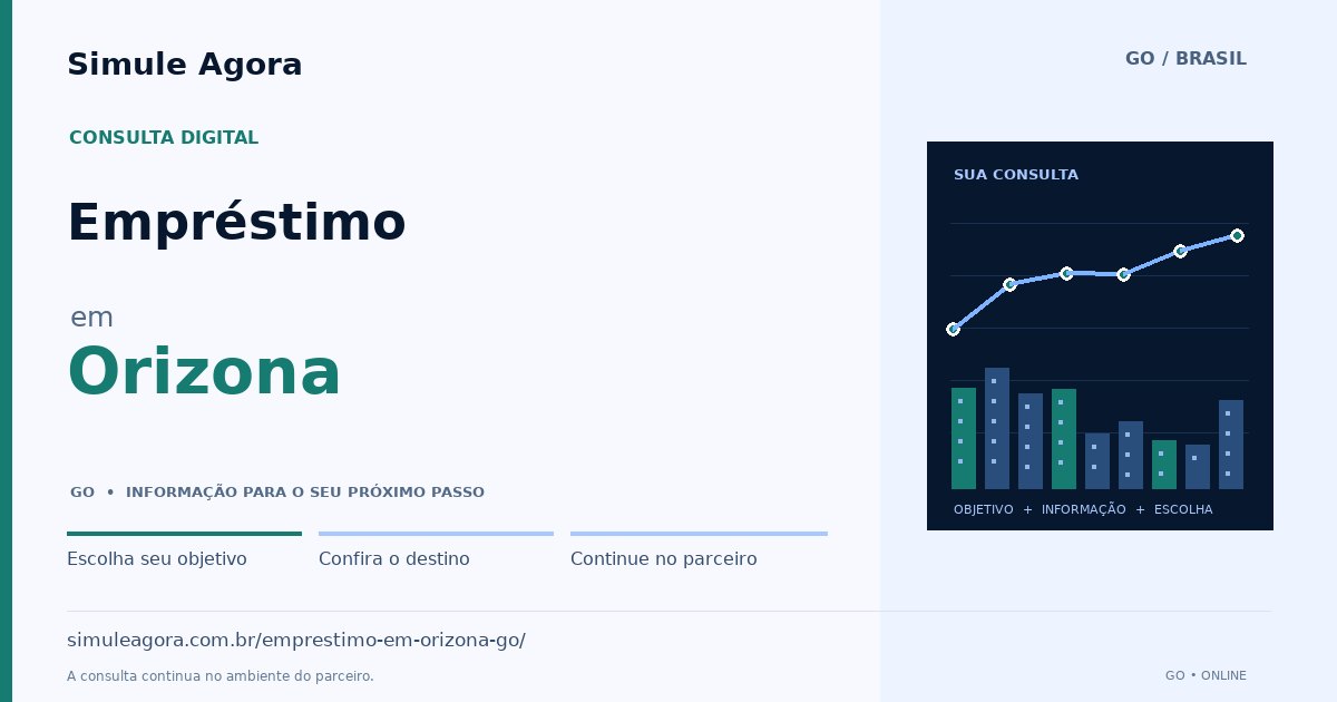 Ilustração de Empréstimo para Orizona / GO — Simule Agora.