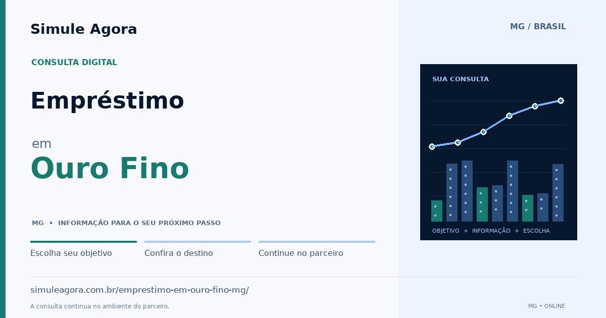Ilustração de Empréstimo para Ouro Fino / MG — Simule Agora.