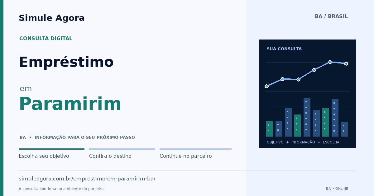 Ilustração de Empréstimo para Paramirim / BA — Simule Agora.