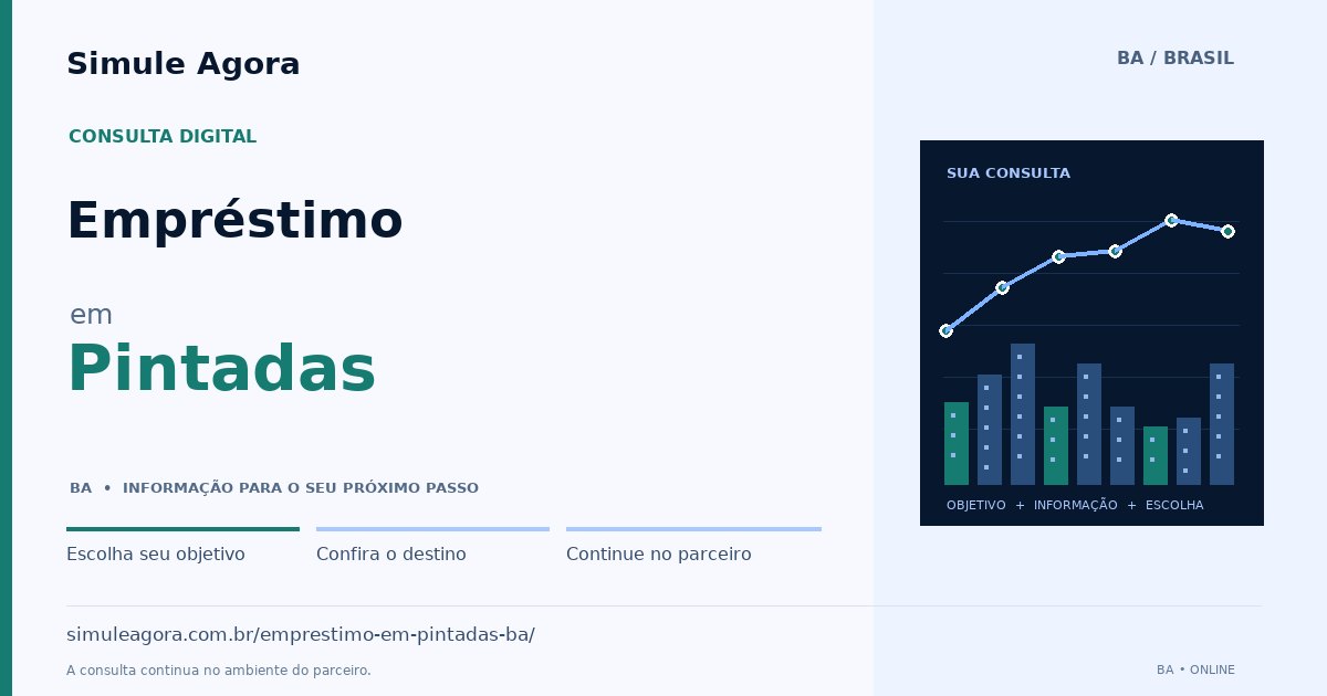 Ilustração de Empréstimo para Pintadas / BA — Simule Agora.