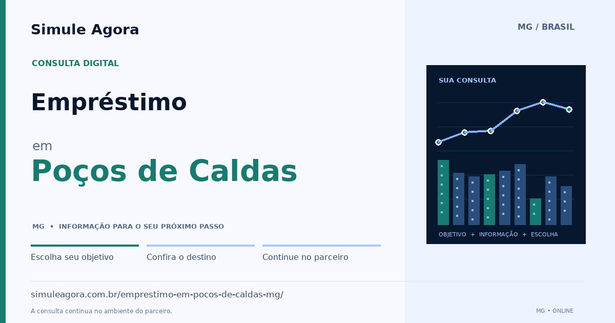 Ilustração de Empréstimo para Poços de Caldas / MG — Simule Agora.