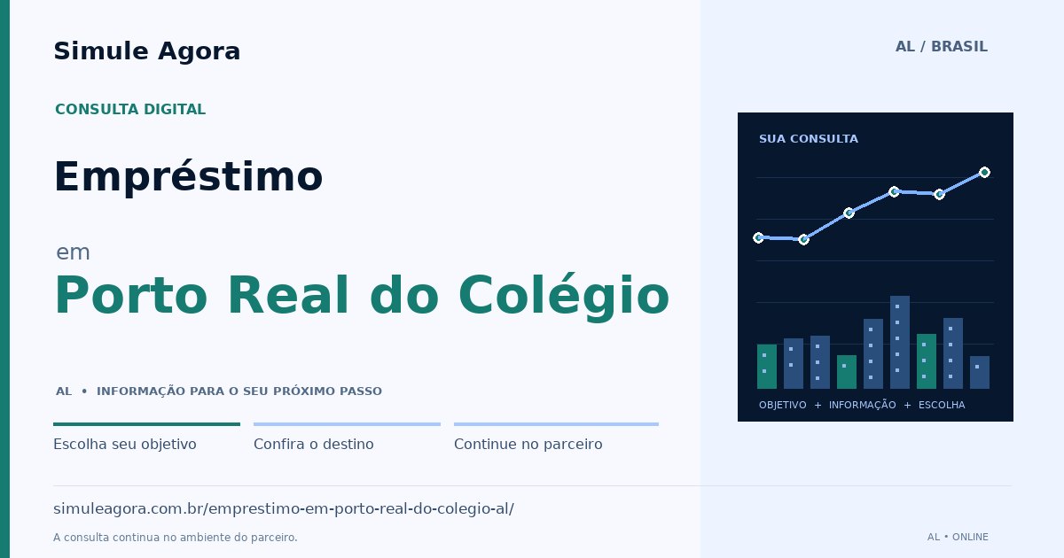 Ilustração de Empréstimo para Porto Real do Colégio / AL — Simule Agora.