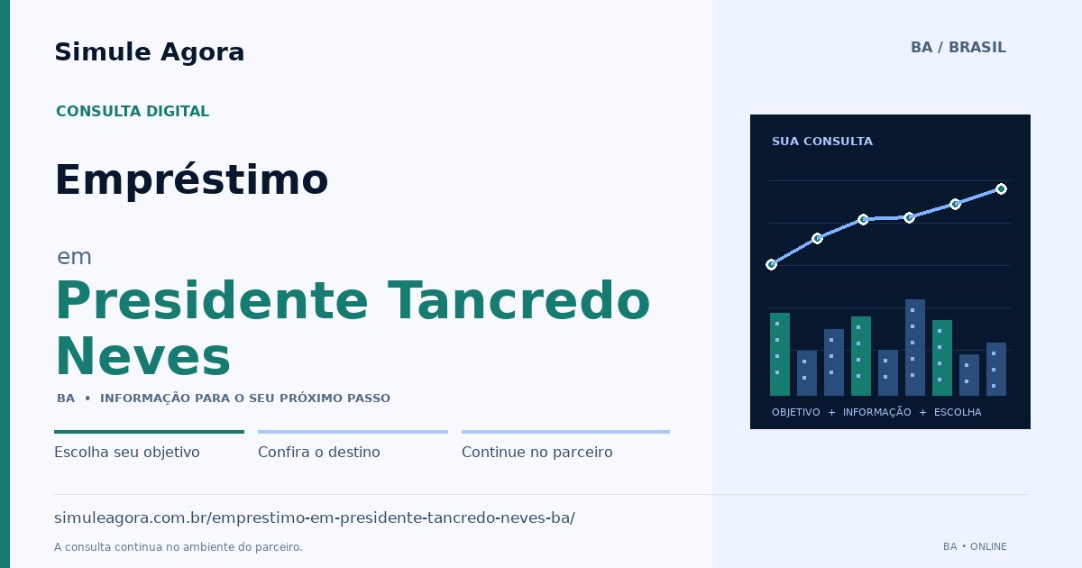 Ilustração de Empréstimo para Presidente Tancredo Neves / BA — Simule Agora.