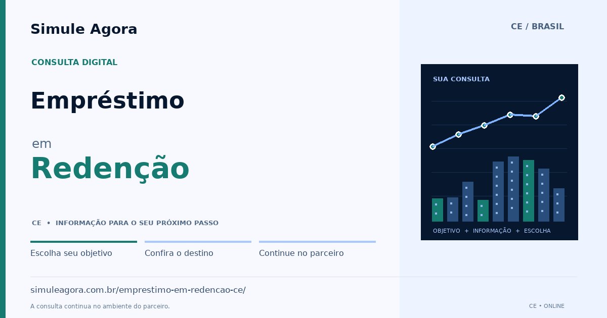 Ilustração de Empréstimo para Redenção / CE — Simule Agora.