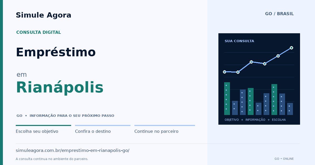 Ilustração de Empréstimo para Rianápolis / GO — Simule Agora.
