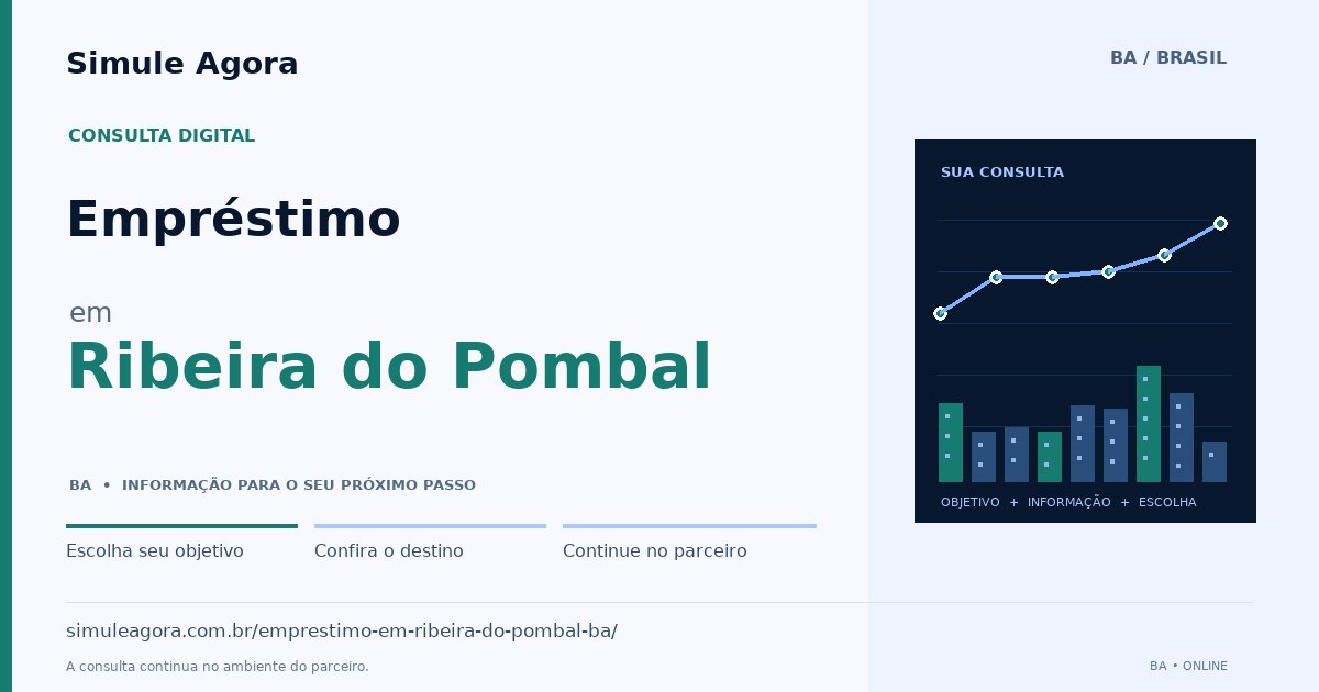 Ilustração de Empréstimo para Ribeira do Pombal / BA — Simule Agora.