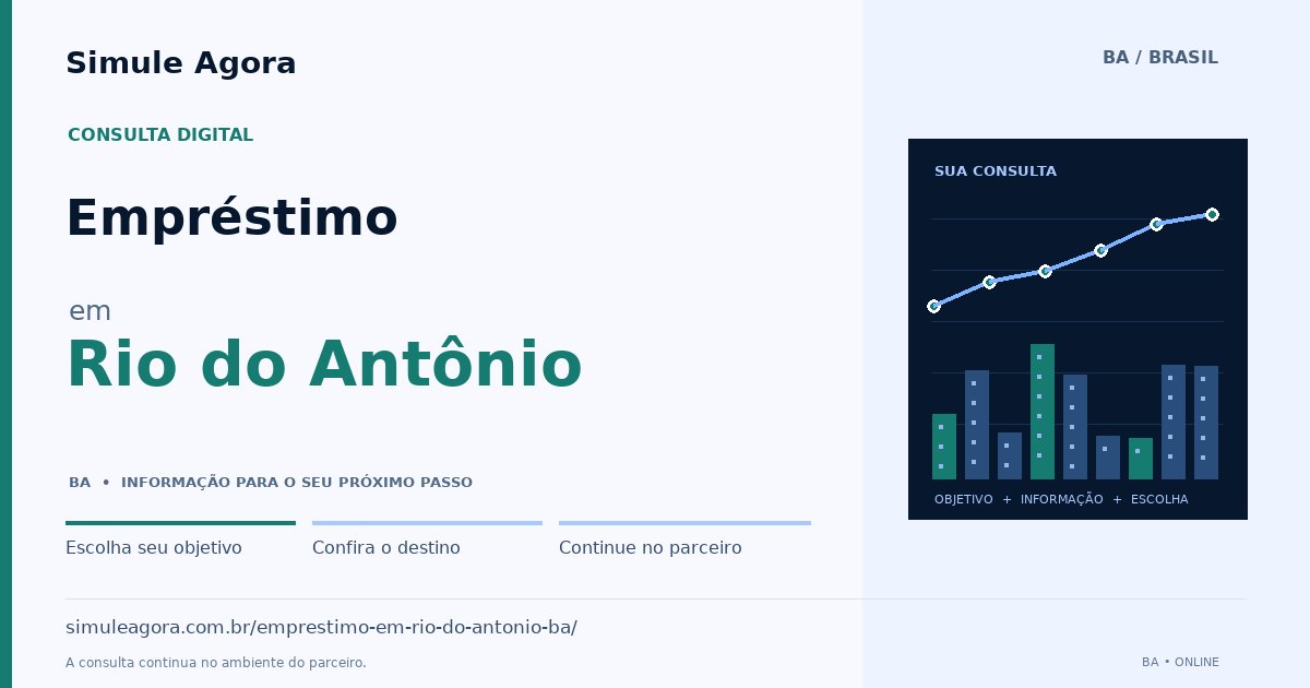 Ilustração de Empréstimo para Rio do Antônio / BA — Simule Agora.