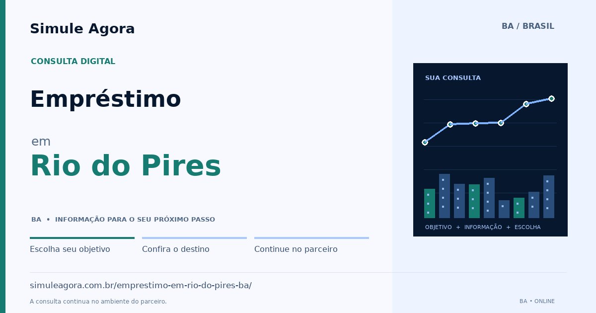 Ilustração de Empréstimo para Rio do Pires / BA — Simule Agora.