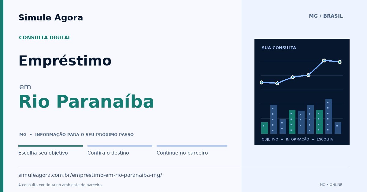 Ilustração de Empréstimo para Rio Paranaíba / MG — Simule Agora.