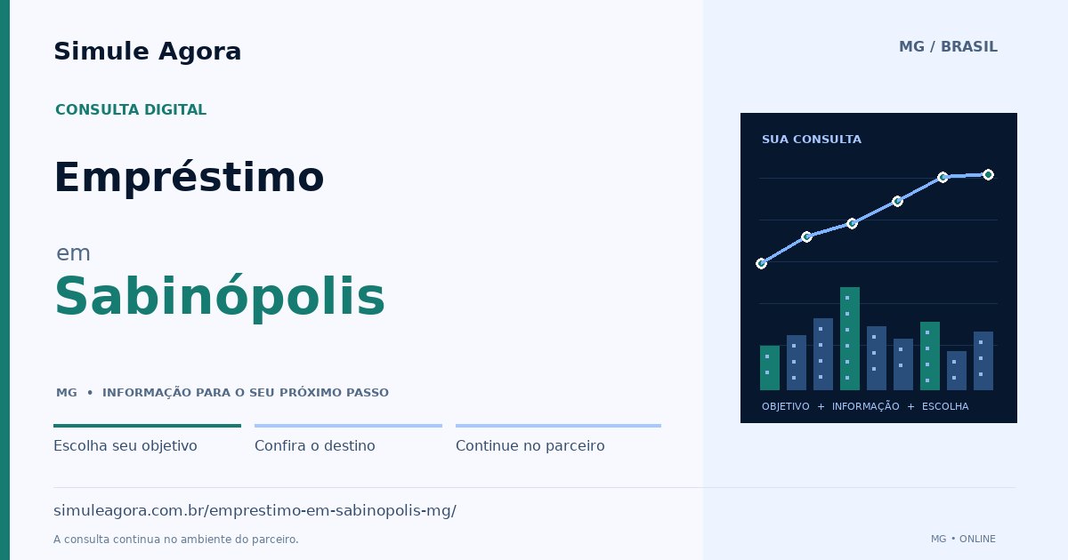 Ilustração de Empréstimo para Sabinópolis / MG — Simule Agora.