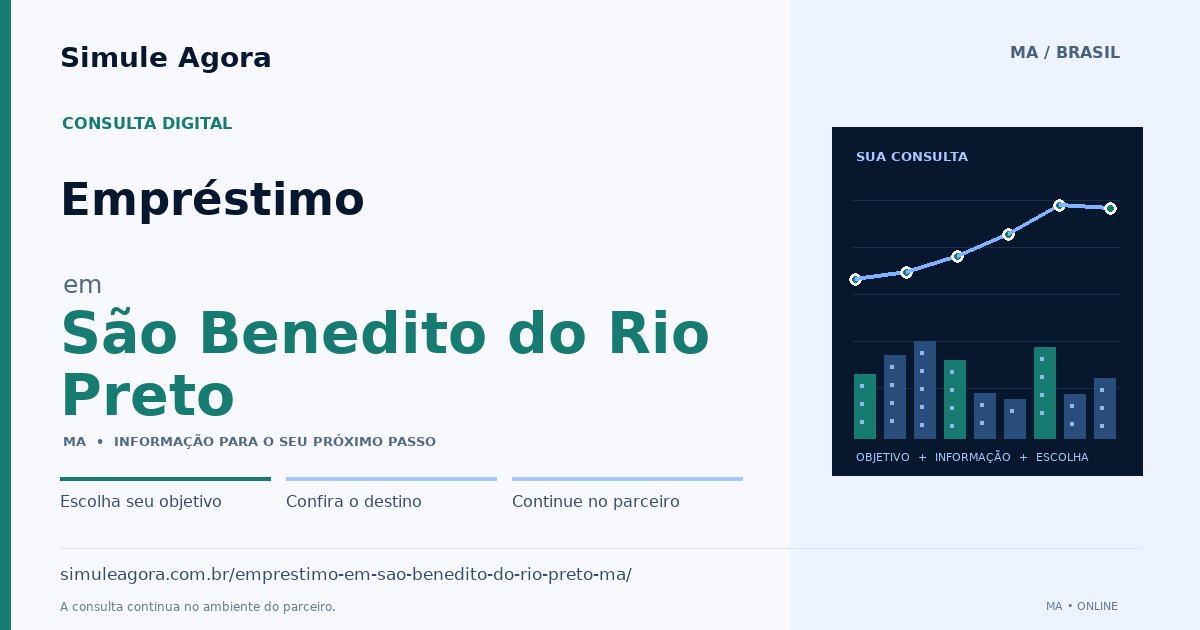 Ilustração de Empréstimo para São Benedito do Rio Preto / MA — Simule Agora.