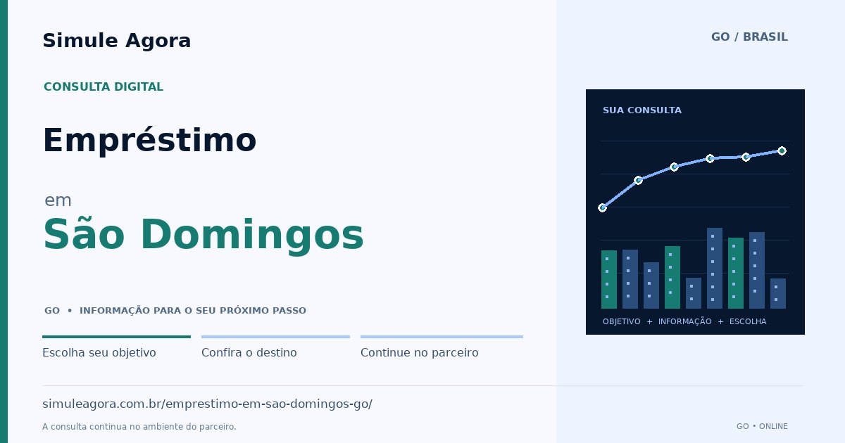 Ilustração de Empréstimo para São Domingos / GO — Simule Agora.