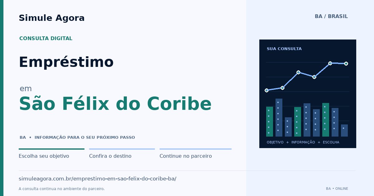 Ilustração de Empréstimo para São Félix do Coribe / BA — Simule Agora.