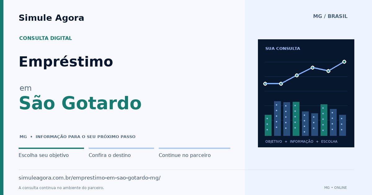 Ilustração de Empréstimo para São Gotardo / MG — Simule Agora.