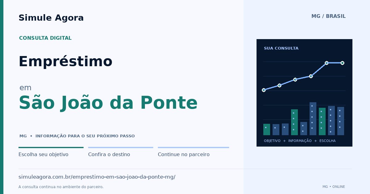 Ilustração de Empréstimo para São João da Ponte / MG — Simule Agora.