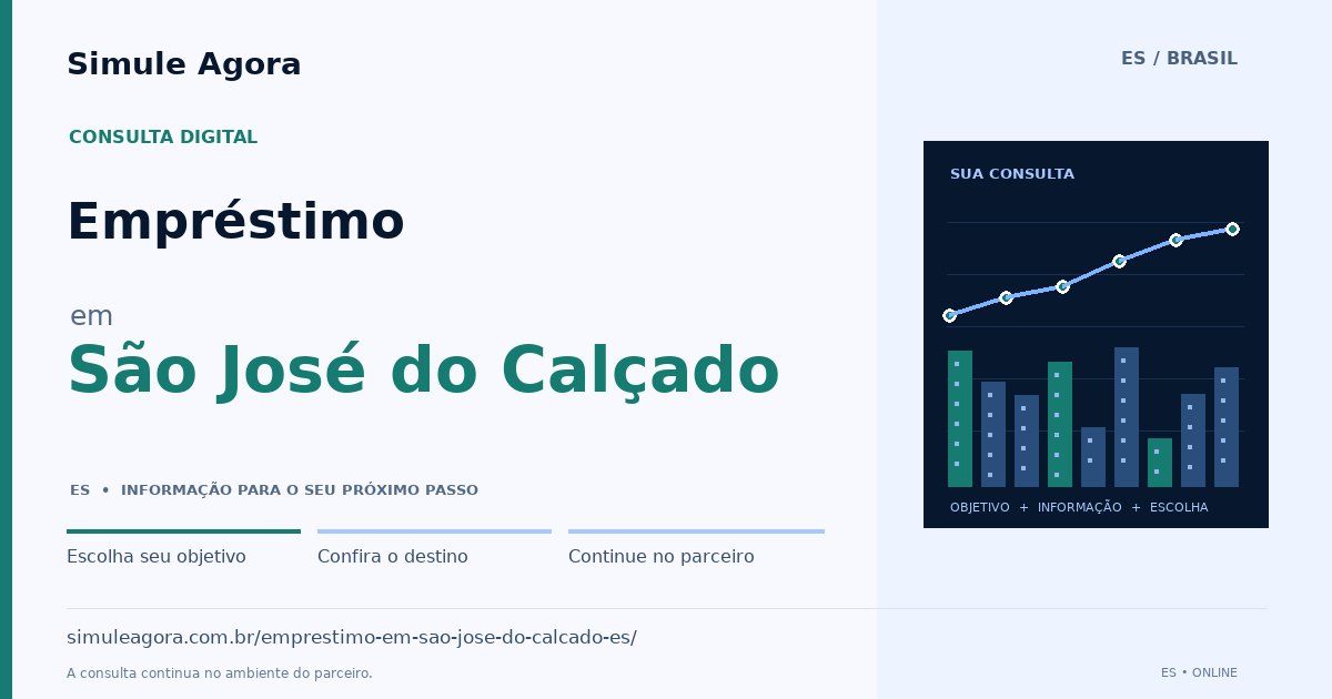 Ilustração de Empréstimo para São José do Calçado / ES — Simule Agora.
