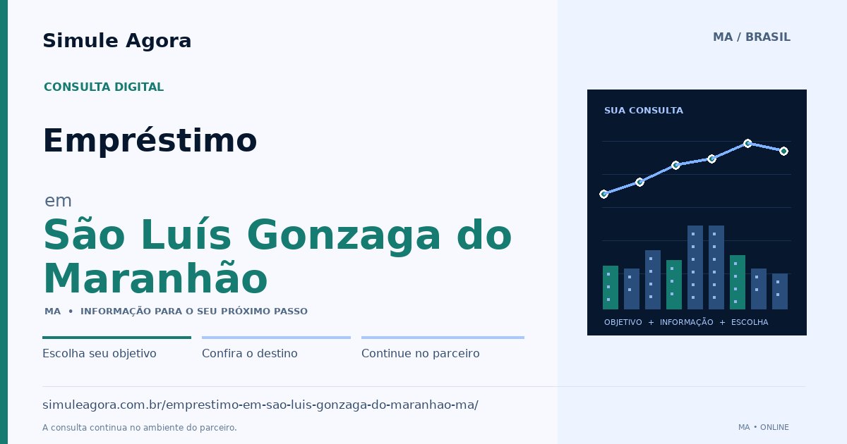 Ilustração de Empréstimo para São Luís Gonzaga do Maranhão / MA — Simule Agora.
