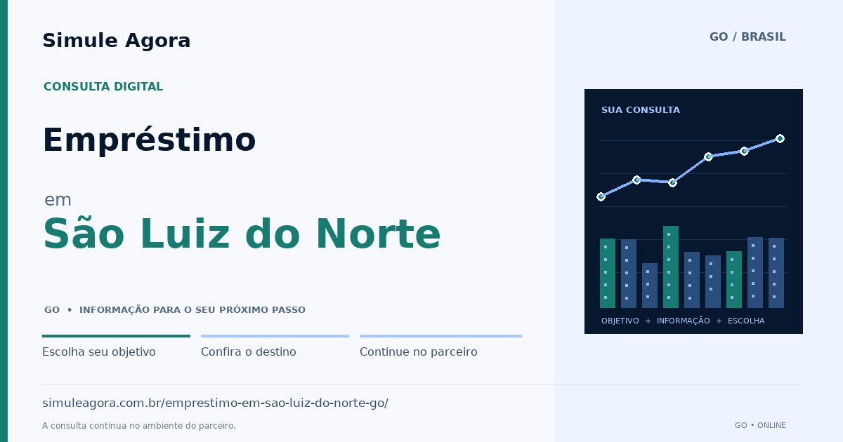 Ilustração de Empréstimo para São Luiz do Norte / GO — Simule Agora.