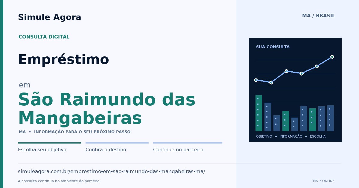 Ilustração de Empréstimo para São Raimundo das Mangabeiras / MA — Simule Agora.