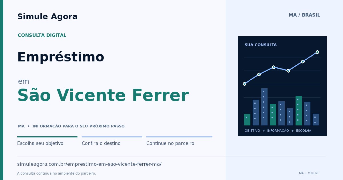 Ilustração de Empréstimo para São Vicente Ferrer / MA — Simule Agora.