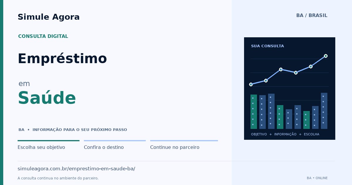 Ilustração de Empréstimo para Saúde / BA — Simule Agora.