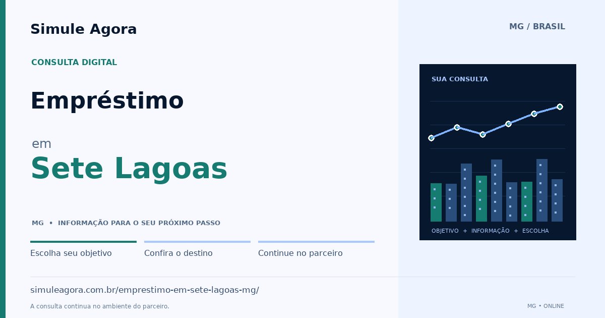 Ilustração de Empréstimo para Sete Lagoas / MG — Simule Agora.