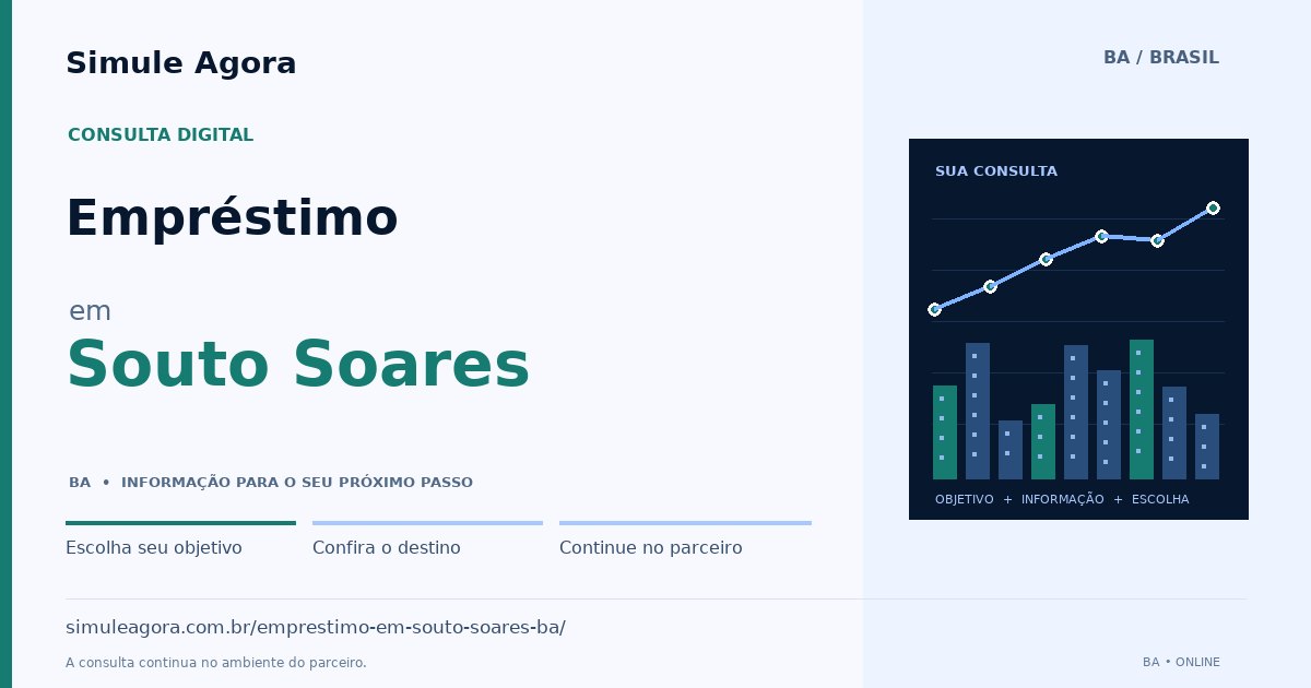Ilustração de Empréstimo para Souto Soares / BA — Simule Agora.