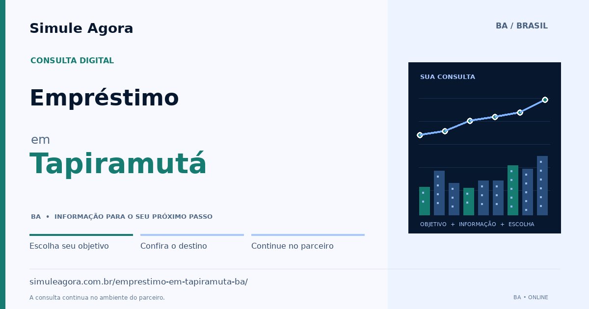 Ilustração de Empréstimo para Tapiramutá / BA — Simule Agora.