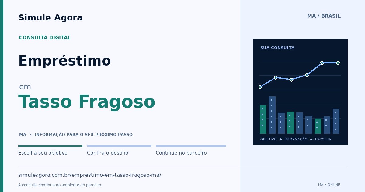 Ilustração de Empréstimo para Tasso Fragoso / MA — Simule Agora.