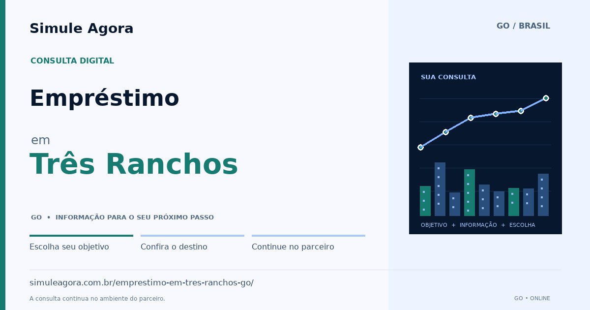 Ilustração de Empréstimo para Três Ranchos / GO — Simule Agora.