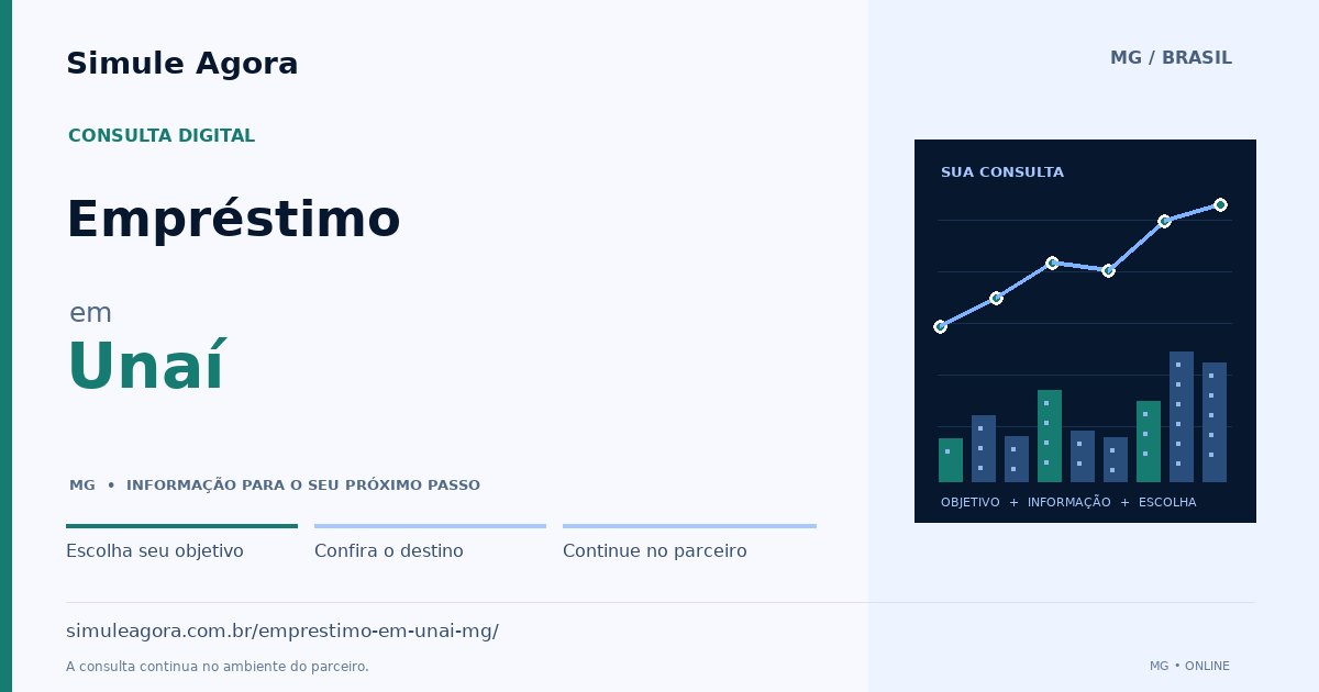 Ilustração de Empréstimo para Unaí / MG — Simule Agora.