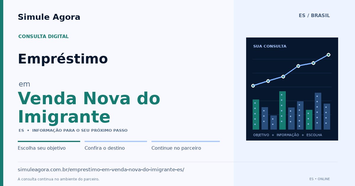 Ilustração de Empréstimo para Venda Nova do Imigrante / ES — Simule Agora.