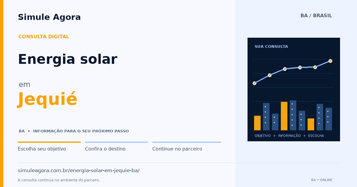 Ilustração de Energia solar para Jequié / BA — Simule Agora.