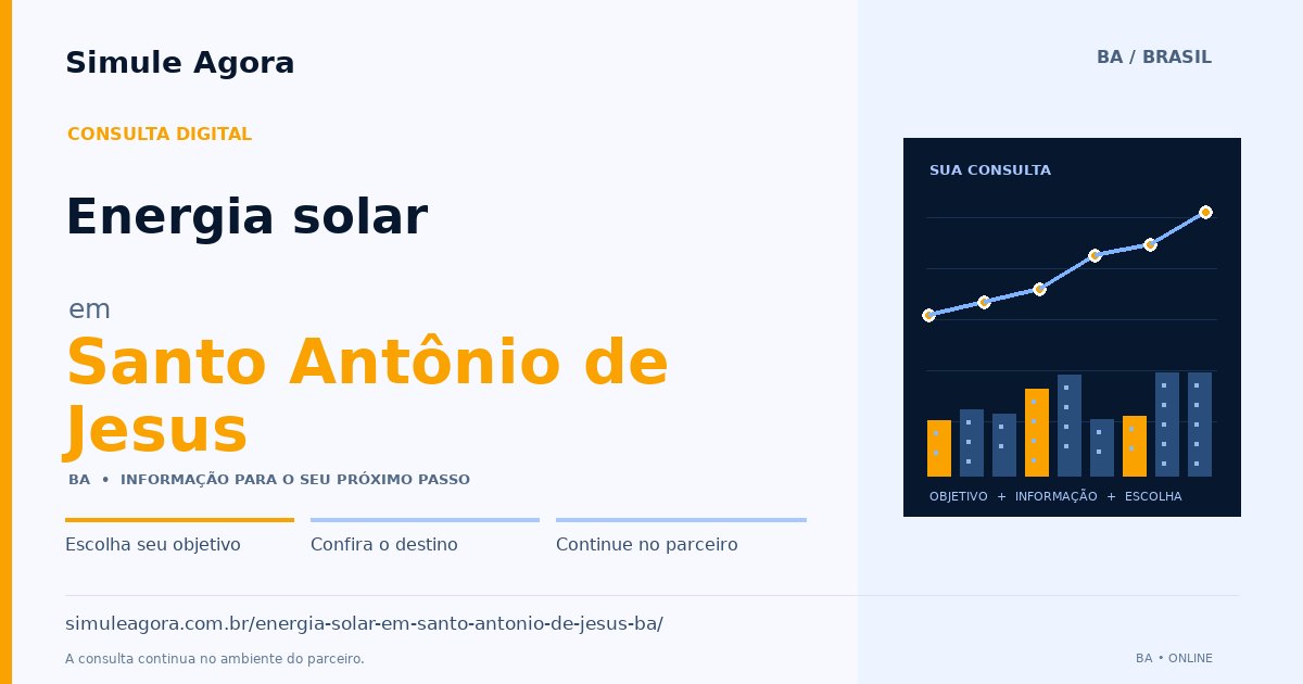 Ilustração de Energia solar para Santo Antônio de Jesus / BA — Simule Agora.